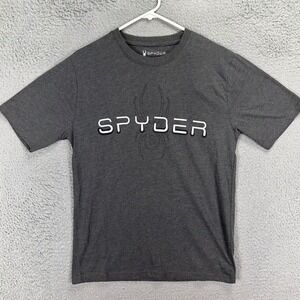 Spyder T-Shirt Adult Small Grey Graphic Print Tee Short Sleeve Crew Neck Men NEW